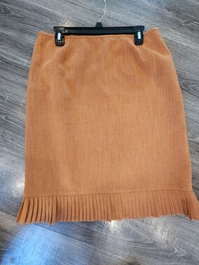 Le Suit Orange Pencil Skirt with Pleated Hem